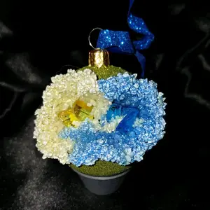 Blue/Gold Borax Crystal Geode Style Ornament