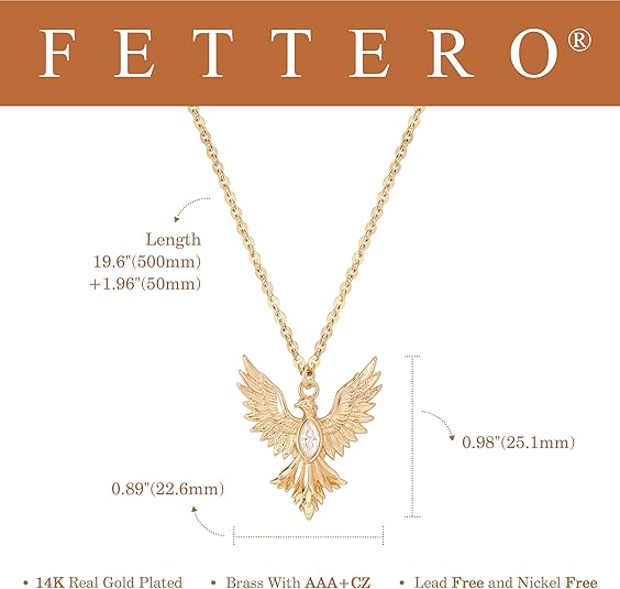 Fettero  Gold Plated Dainty Necklaces for Women | Bird, Wing, Cross, Anchor, Love Heart, Moon Pendant Charm Necklace Jewelry for Dainty Everyday Wear