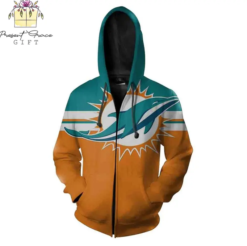 Miami Dolphins Nfl 3D All Over Print Zip Up Hoodie Option