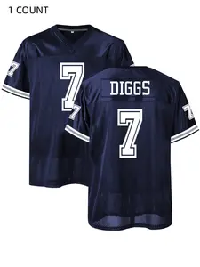 Men's American Football Jersey - Breathable & Embroidered, V-Neck, Short Sleeve, Loose Fit for Casual, Streetwear & Sports Activities, Jersey Shirts