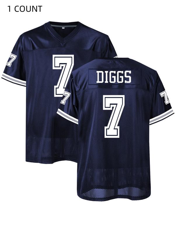 Men's American Football Jersey - Breathable Athletic Top, Embroidered, V-Neck, Short Sleeve, Loose Fit for Casual, Streetwear & Sports Activities