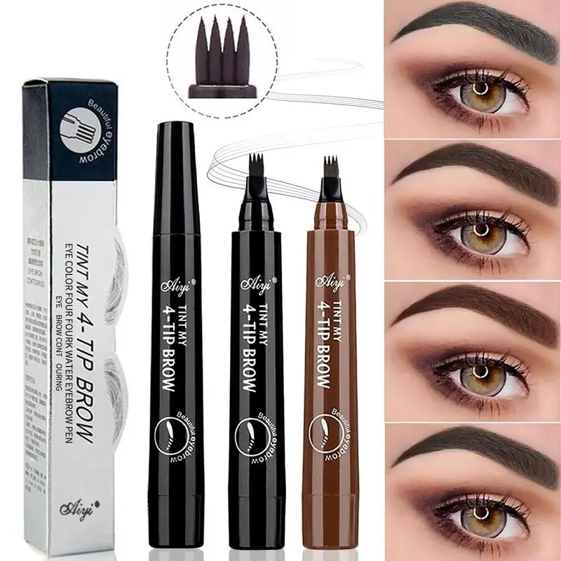 Magic 4-Tip Eyebrow Pen | 5 Shades Waterproof Long-Lasting, Create Natural Hair-Like Brows in Seconds, Beginner-Friendly