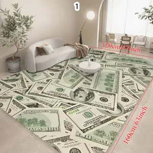 Banknote Carpet Retro Simple Carpet Suitable for Living Room Carpet Bedroom Carpet Office Home Kitchen Decoration Decorative Area Rug Creative Carpet