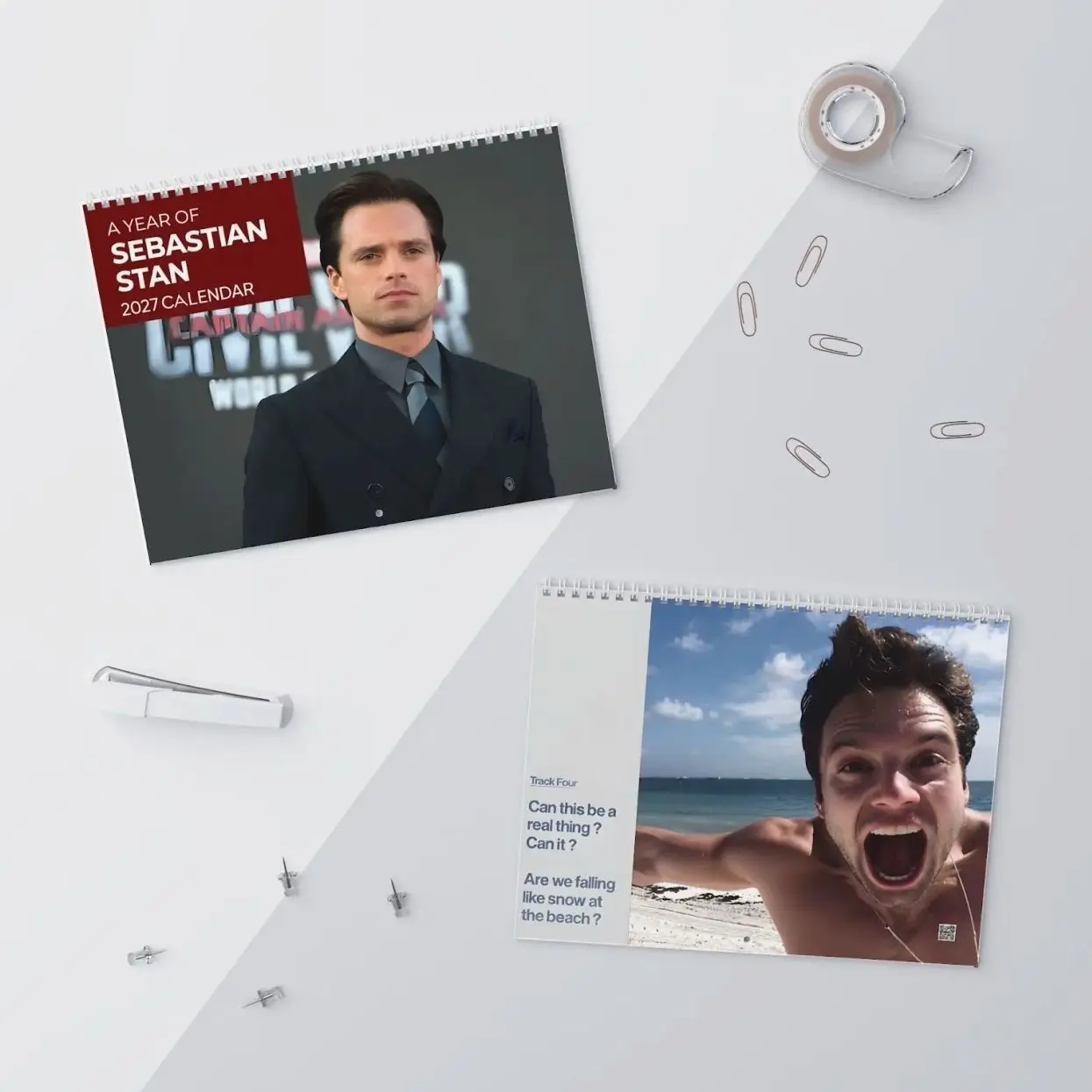 Sebastian Stan 2027 Wall Calendar, Matte Size 11x8.5'', Full Photo Personalised Monthly Planner 12 Month Calendar, Gift for Fans Home Office Wall Decor