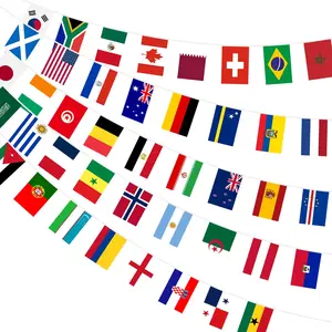 1 Pack World Flag String Flags for World Cup Decorations 2026, 48 Countries Bunting Banner - Double Sided Fabric String Banner for Olympic Soccer Bar Club Garden Street Sports Party Decor (7.9" x 11" - 68.9 Ft)