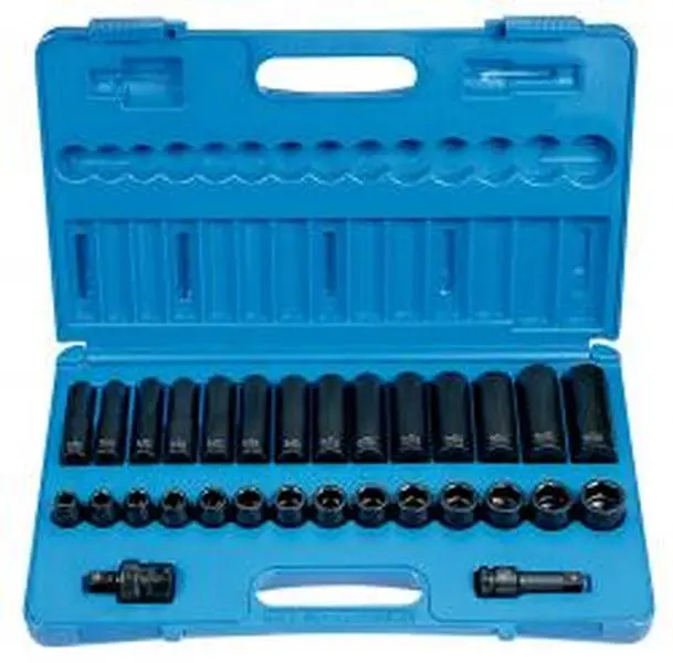 Grey Pneumatic GP1430MRD Plus Heavy-Duty 0.5 in. (1/2 in.) Drive Metal 30-Piece Standard+Deep Metric Socket Set, 13.83 lbs, for Mining, Automotive Assembly Applications