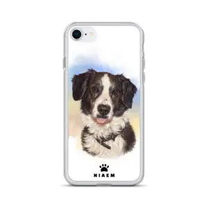 Black and White Border Collie Dog Illustration iPhone Cases