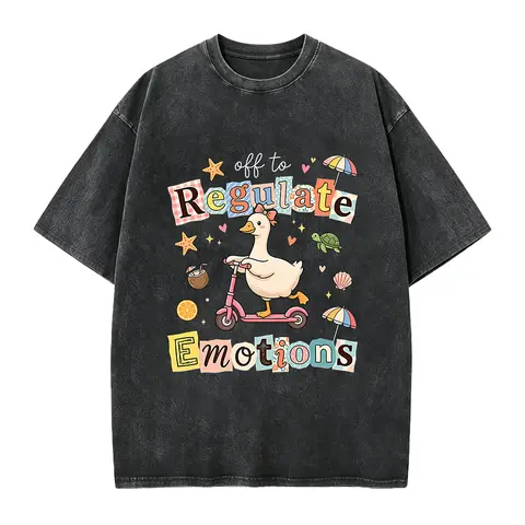 Off To Regulate Emotions Shirt, Summer Goose Shirt, Therapist Gift, Mental Health Shirt,  Summer Vibes Tee, Positivity Shirt Fit Cotton