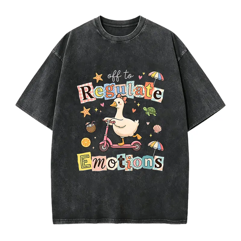Off To Regulate Emotions Shirt, Summer Goose Shirt, Therapist Gift, Mental Health Shirt, Summer Vibes Tee, Positivity Shirt Fit Cotton