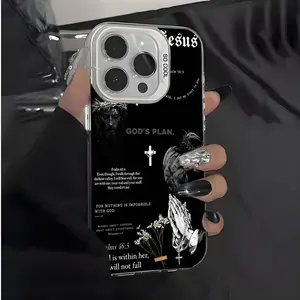 Multi-color Faith Jesus Cross Pattern Mobile Phone Case for iPhone 17 Pro Max Plus Air/16/15/14/13/12/11 Samsung Galaxy S25 S24 S23 S22 Ultra Plus FE  Luxury Shockproof Protection Back Cover