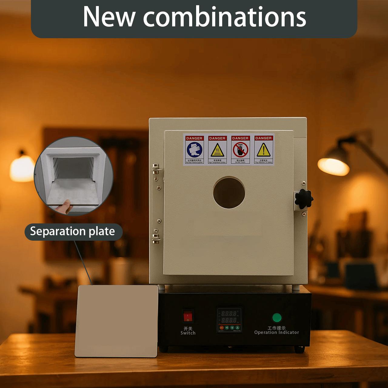 110V Jewelry Melting Furnace with Viewing Window - Digital Thermostat Oven with 6mm Insulation Board