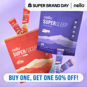 Nello Superfocus x Supersleep Day and Night 2-Pack Bundle: Nootropic Caffeinated Drink Mix + Nighttime Sleep Support Drink Mix, 20 Travel Packets Each