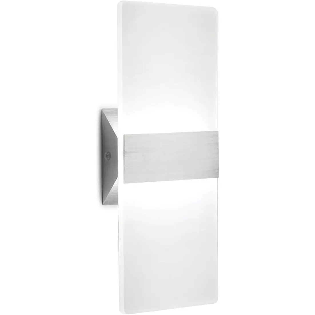 Modern LED Acrylic Wall Sconce 12W Cool White 6000K Up Down Lamp for Bedroom Corridor Stairs Bathroom Indoor Lighting Fixture Lamps Home Room Decor Not Dimmable No Plug(1 Pack)