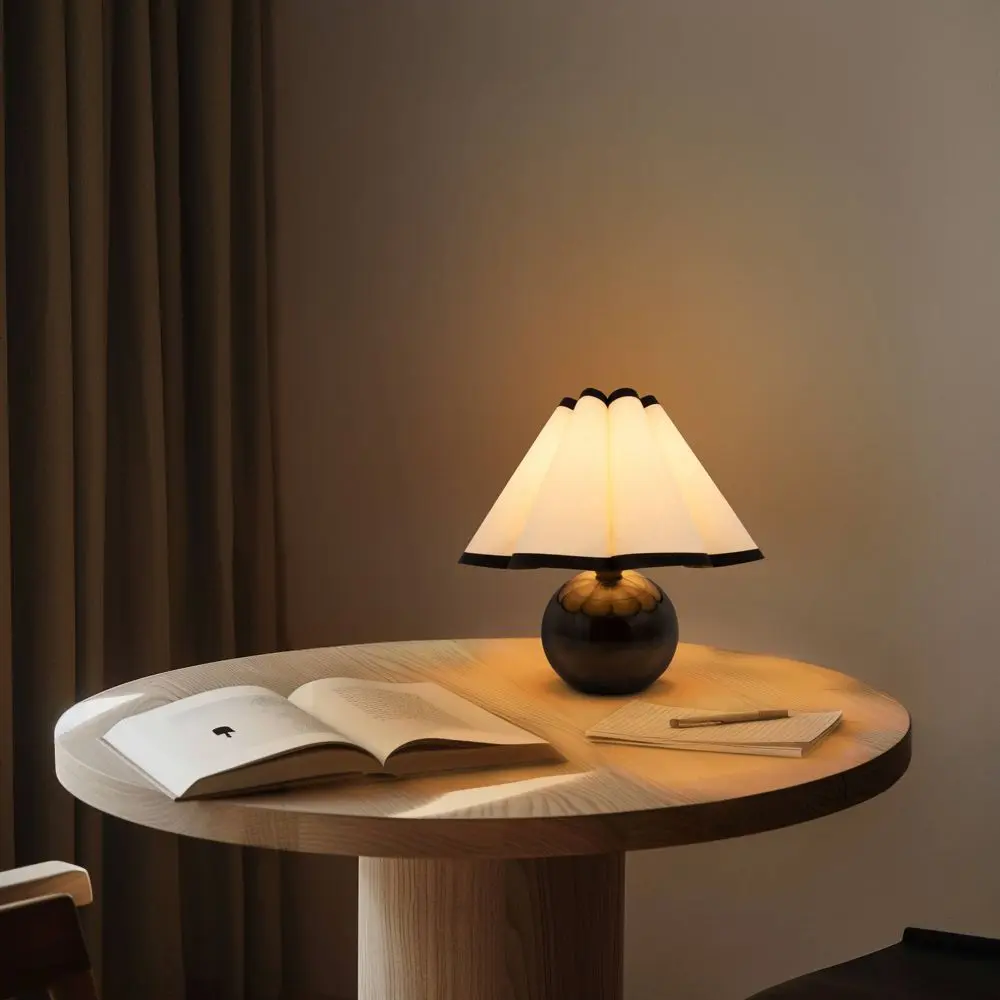Brightech Blair Modern Marble Base Globe (Includes LED Light Bulb) Table Lamp Polished Black: Empire Shade UL Listed