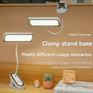 1pc clip-on LED desk lamp, adjustable dimming touch-controlled bendable reading lamp, three-color dimming (white , warm , natural ) touch-controlled desk lamp, rechargeable clip-on desk lamp