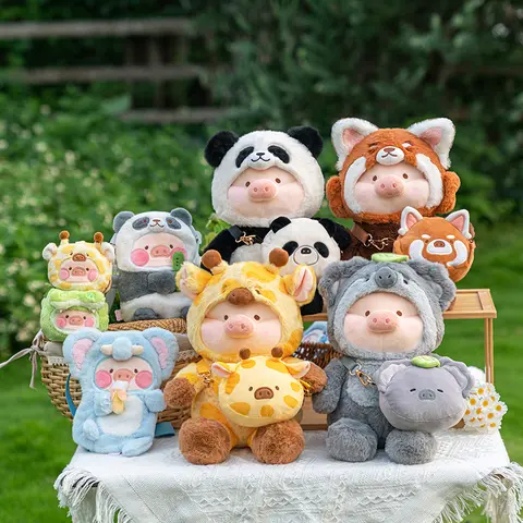 52TOYS LuLu the Piggy Animal Party -  Lu Lu Plush Crossbody Bag Kawaii Creative Gift Room Decor Desktop Decoration Gift for Birt Soft Adorable Stuffed Cuddly Teddy Bear backtoschool