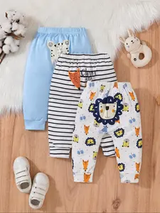 Cute Baby Boys Girls Pants Set, Baby Clothes Girl, Cartoon Animal Print Three-Pack, Comfortable Toddler Clothing, Adorable Wear