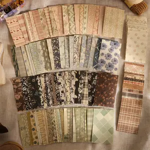 Vintage Embroidered Floral Design Background Paper, 50 Sheets Multi-Functional DIY Crafting Decorative Material, Scrapbook Journal Planner Supplies