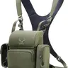 MOXULE Outdoor Hunting Chest Pack Binoculars Case - 500D Splash-Proof Nylon, 3-Layer Tricot Body, Breathable Mesh Back, Magnetic Closure, Rainproof Harness, Camo Strap Cover, Fast Bino Pickup, Large Pocket, Birdwatching Hiking Accessory
