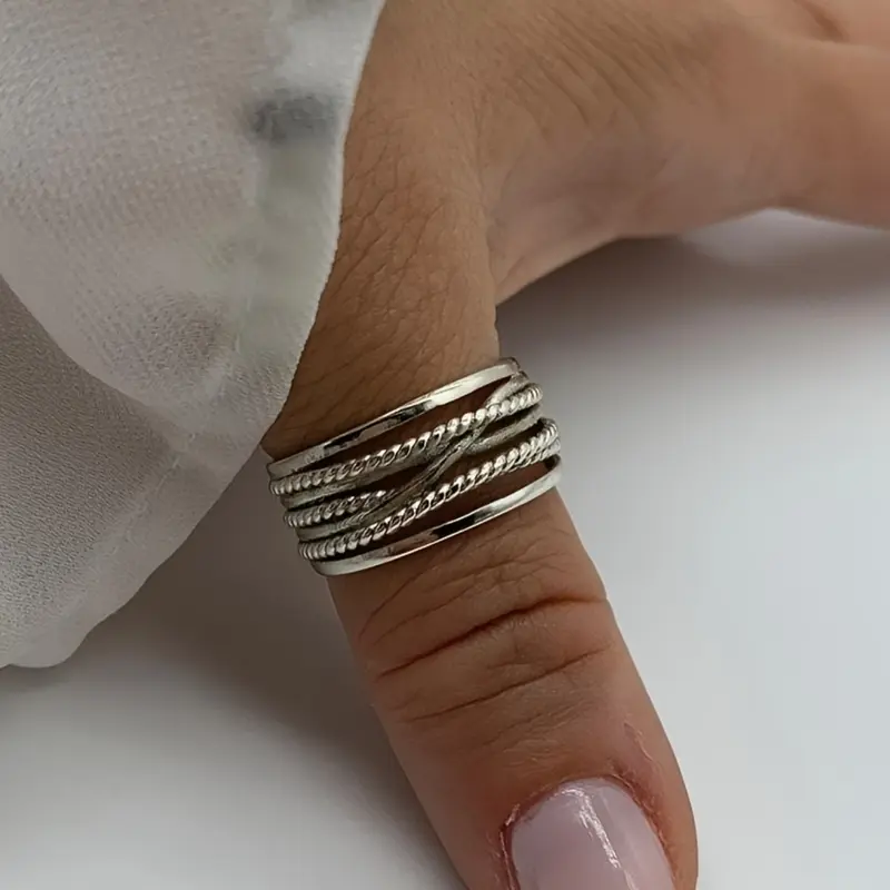 Retro Royal Style Thumb-knitted Multi-layer Open Ring, Boho Style Rings, Adjustable and Sturdy Design, Elegant Bohemian Style Women's Accessory, Perfect Gift Choice, Beautiful Rings, Bohemian Fashion Ring