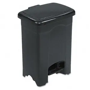 4 Gallon Plastic Step-on Waste Receptacle in Black