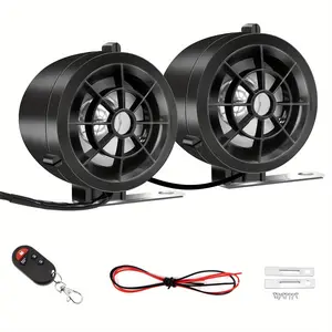 Motorcycle Speaker with Remote Control Handlebar Mounting Stereo High Power Speaker Suitable for All Types of Motorcycles Audio Smartphone Black