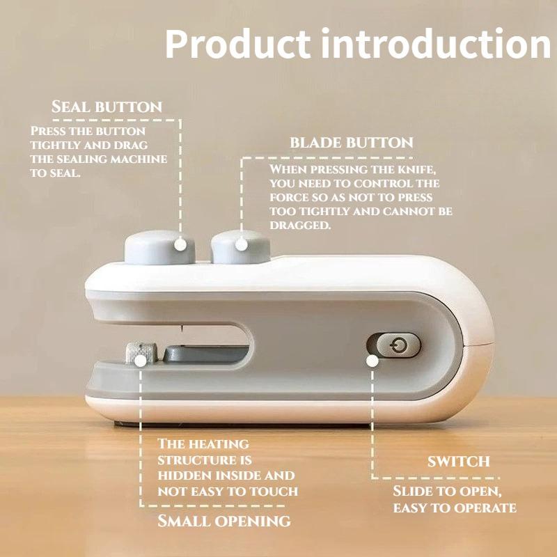 2 pcs USB-C Rechargeable Mini Bag Sealer, 2 in 1 Heat Sealer & Cutter for Food Storage, Prevents moisture and odor transfer,Portable Plastic Bag Sealer for Chips, Snacks, Freshness,And for outdoor use, camping, home, pet snacks, kitchen baking, etc.