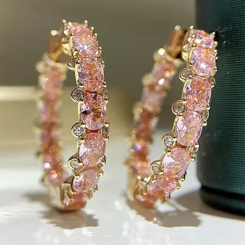 Fashion Elegant Rhinestone Zirconite Decorated Hoop Earrings, Casual Ear Piercing Jewelry for Party, Daily Clothing Decor, Anniversary, Wedding, Gift