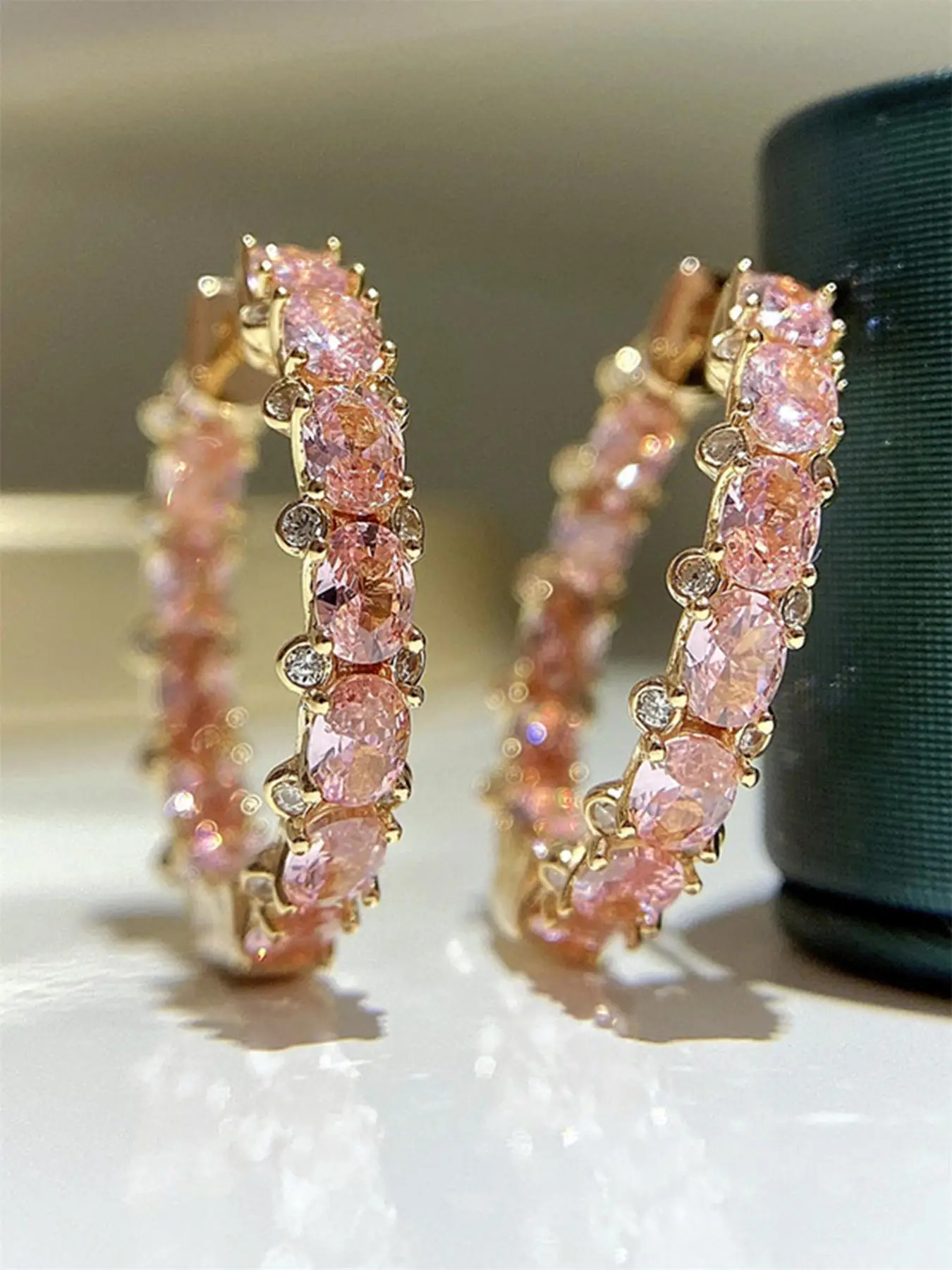 Fashion Elegant Rhinestone Zirconite Decorated Hoop Earrings, Casual Ear Piercing Jewelry for Party, Daily Clothing Decor, Anniversary, Wedding, Gift