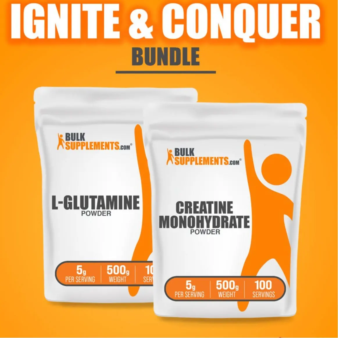BulkSupplements - Ignite & Conquer Bundle - Creatine Monohydrate Powder - L-Glutamine Powder - Pre workout BulkSupplements - Ignite & Conquer Bundle - Creatine Monohydrate Powder - L-Glutamine Powder - Pre workout