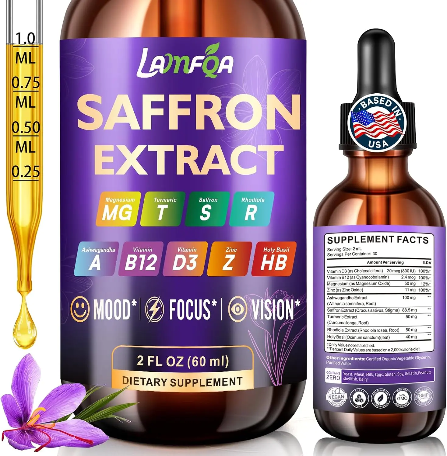 Saffron Extract for Relief & Calm Mood Support | 88.5mg Saffron Supplement