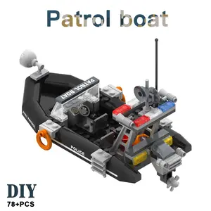 Military Building Blocks Special Forces Police Patrol Boat Toy, Compatible Mainstream Bricks, Suitable for 6-12 Years, New Year Gift