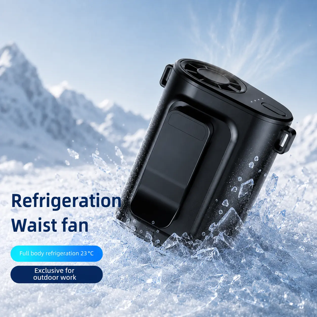 Portable Clip Fan Rechargeable 5000mAh, 4-Speed Strong Airflow Waist & Belt Clip Fan with Stand, Wearable Cooling Fan for Work, Camping, Travel, Hiking Outdoor Essentials Black