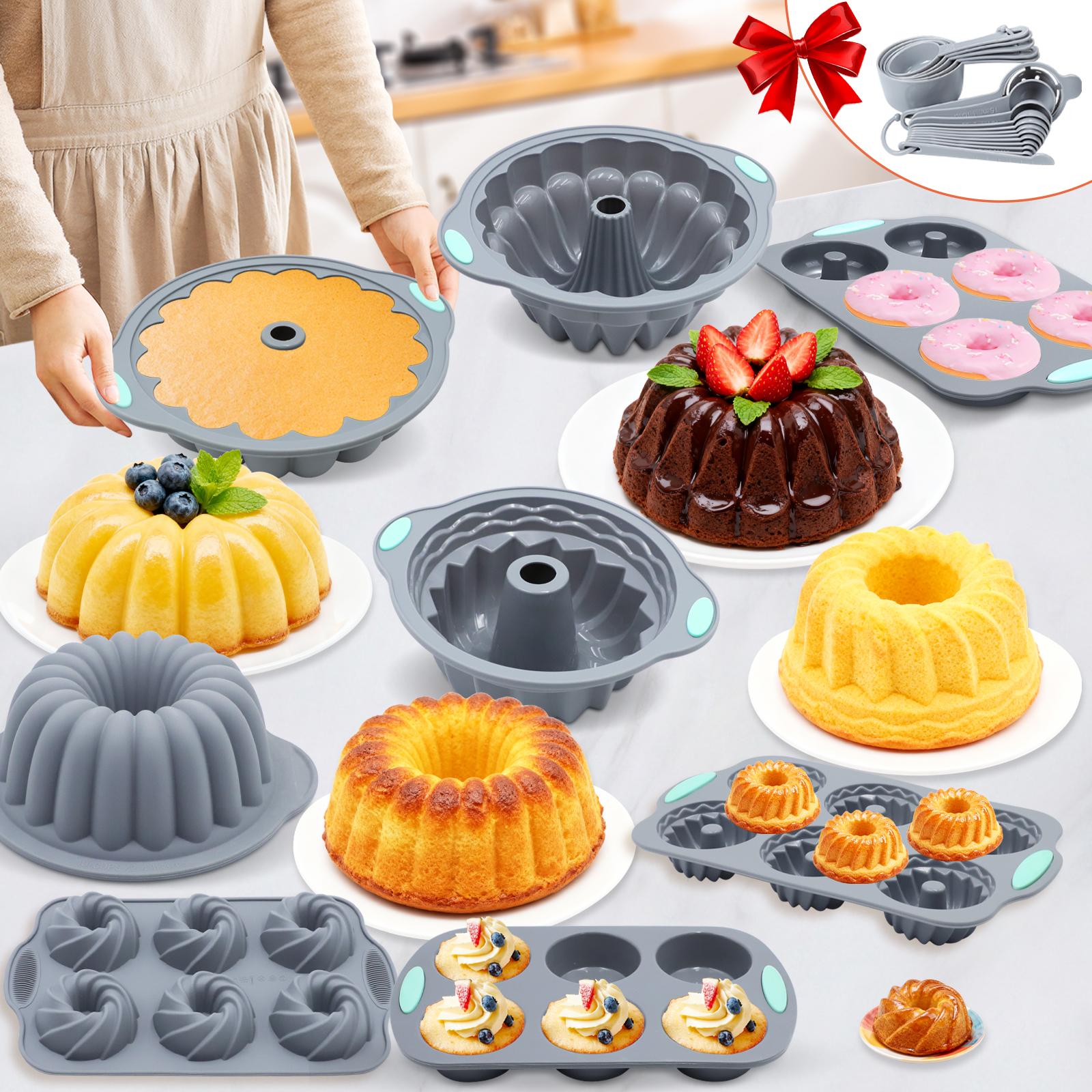 29/21/8 Pieces, Silicone Cake Pans,  Jello Mold, Silicone Molds for Homemade Cake, Bread and Jello, Non-Stick, elly, chocolate, custard, pound cakes, ring cakes, pumpkin cakes, and more. Perfect for the special occasions like parties, Easter gifts