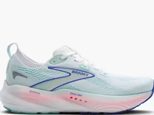 Brooks Women's Glycerin 22 Sneakers - White/Limpet Shell/Amparo Blue - DNA Tuned Cushioning 10mm Midsole Technology Lightweight 9.1oz Recycled Materials
