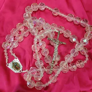 Wall rosary Giant Big Beads Rosario Faux Crystal Catholic Cross Xl Large 40" Wall Rosary