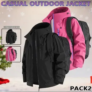 Autumn and Winter hooded casual men's Outdoor Jackets,  Windproof and wear-resistant color-blocked jacket, couples' style winter coat, outerwear top.