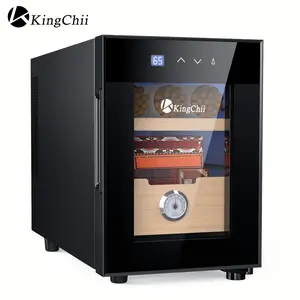 KingChii 16L Premium Spanish Cedar Storage Cabinet with Temperature Control Built in Hygrometer 2 Layer Electric Collection Box 100 Counts Capacity