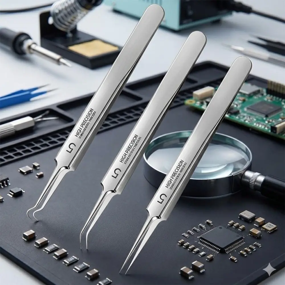 Professional Anti-Static Stainless Steel Tweezers, Non-Magnetic Precision Pointed Tips for Electronics Repair, Jewelry Making, Laboratory & DIY Crafts. High-Accuracy Tool for Fine Detail Work and Industrial Use.
