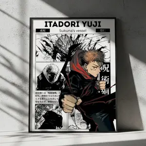 Jujutsu Kaisen Itadori Yuji Anime Poster, JJK Manga Wall Artwork Prints, Home Decor Gift (No Frame)