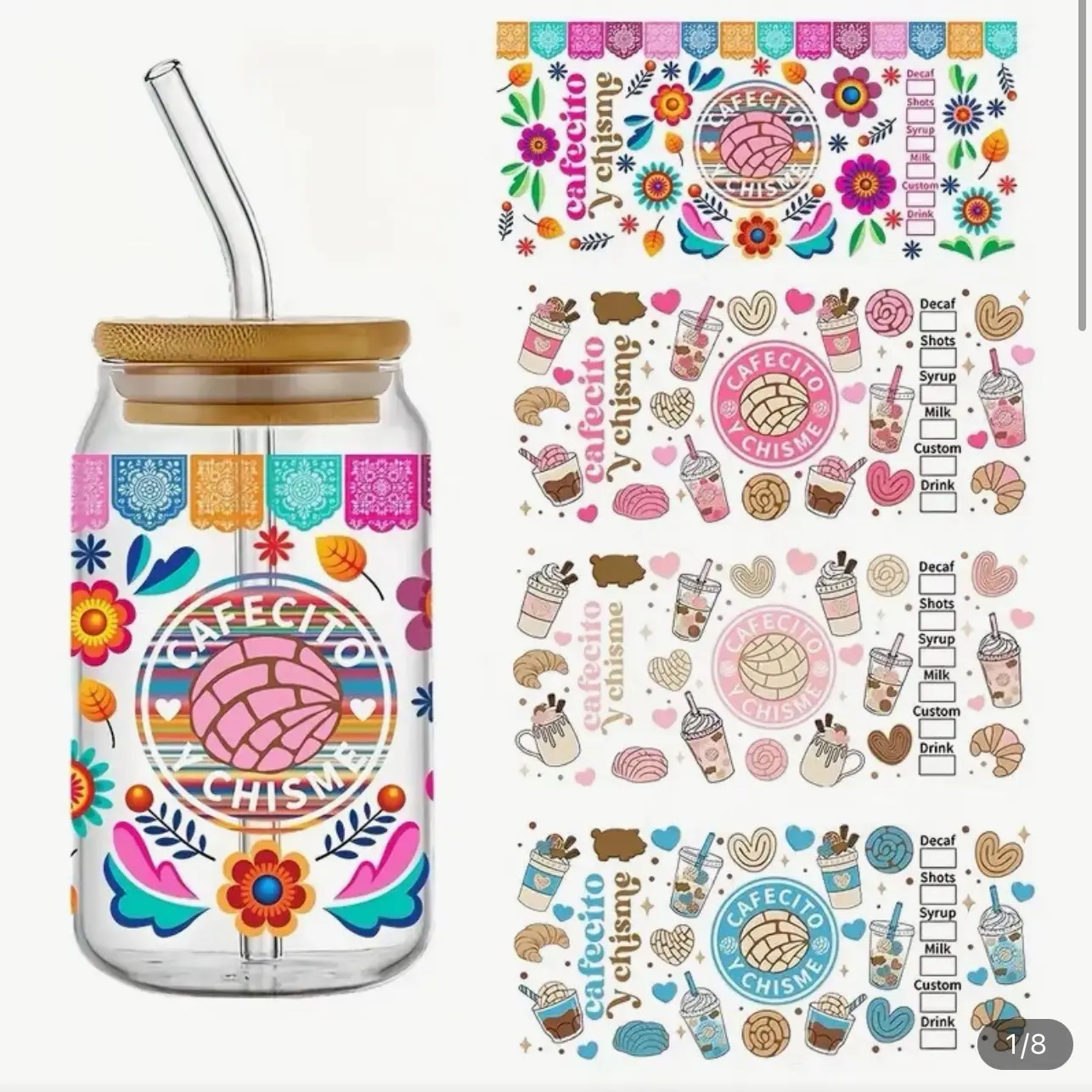 Collection of Cafecito y chisme wraps  different options.