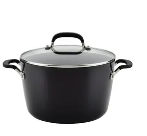 KitchenAid Hard Anodized 8 Quart Nonstick Stockpot with Lid, Onyx Black