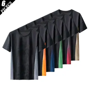 6PACK Men'S Color-Block Shirts Crewneck T-Shirt Gym Workout Athletic Shirt Tees With Menswear Casual Tops,Fall Fashion Outfits 2026 T-Shirt, Fashion Casual Color Block Short Sleeve Round Neck clothes Man T-Shirt The Uncle White T-shirt Unisex