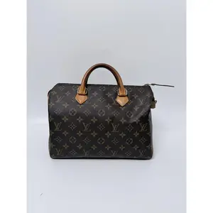 Pre-owned Louis Vuitton Monogram Coated Canvas with Vachetta Leather Trim Top Handle Monogram Canvas Speedy 30 Handbag Shoulder Bag JA615LV
