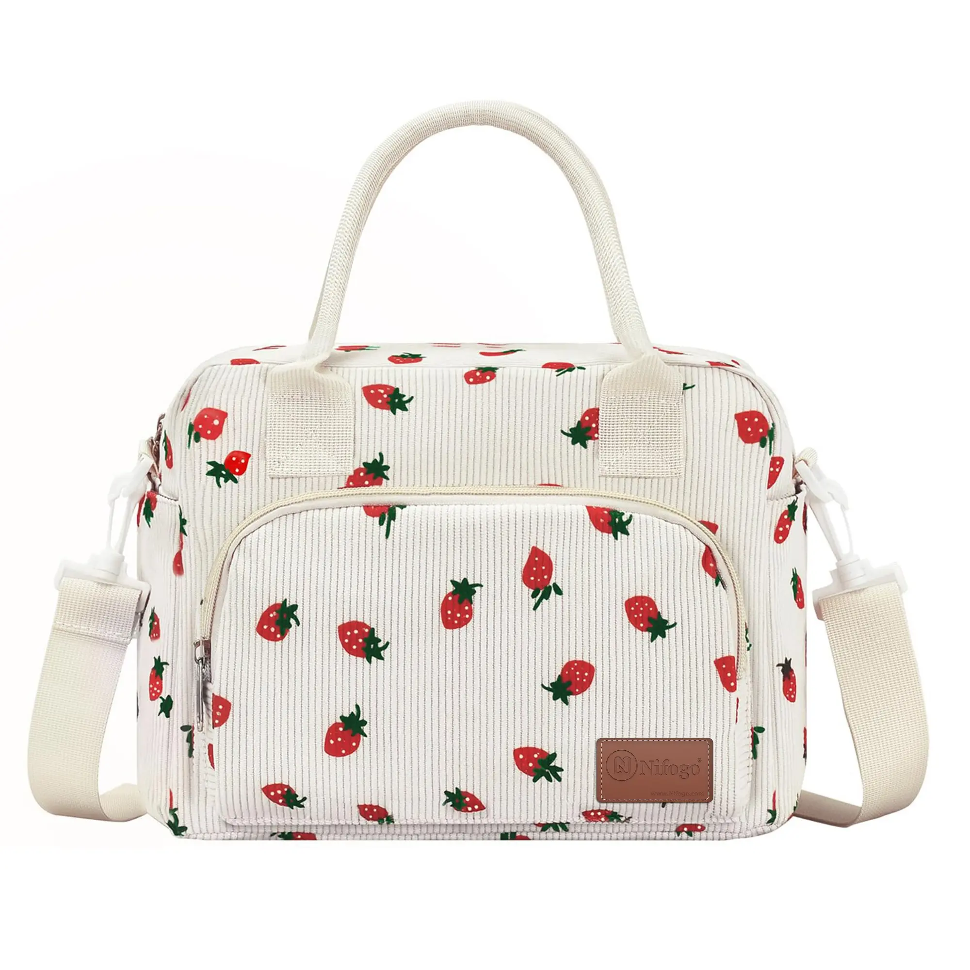 11L Strawberry-Printed Insulated Unisex Cooler Tote - Leakproof Spillsafe Carry Reusable Bag for Women, Made for Workdays, Picnics, Hikes, From Office Lunch to Campsite Meals