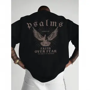 Faith Over Fear T-Shirt With Psalm 93 4 Design Loose Fit Crew Neck Short Sleeve For Men Casual Wear Sports Fan Gift In Glossy Black..