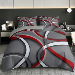 3 Modern Geometric Print Quilt Covers, Soft and Breathable Fabric, Machine Washable, Suitable for All Seasons (1 Quilt Cover + 2 Pillowcases, No Core), Ideal for Bedroom and Guest Room Bedding Decor, Breathable Duvet Set