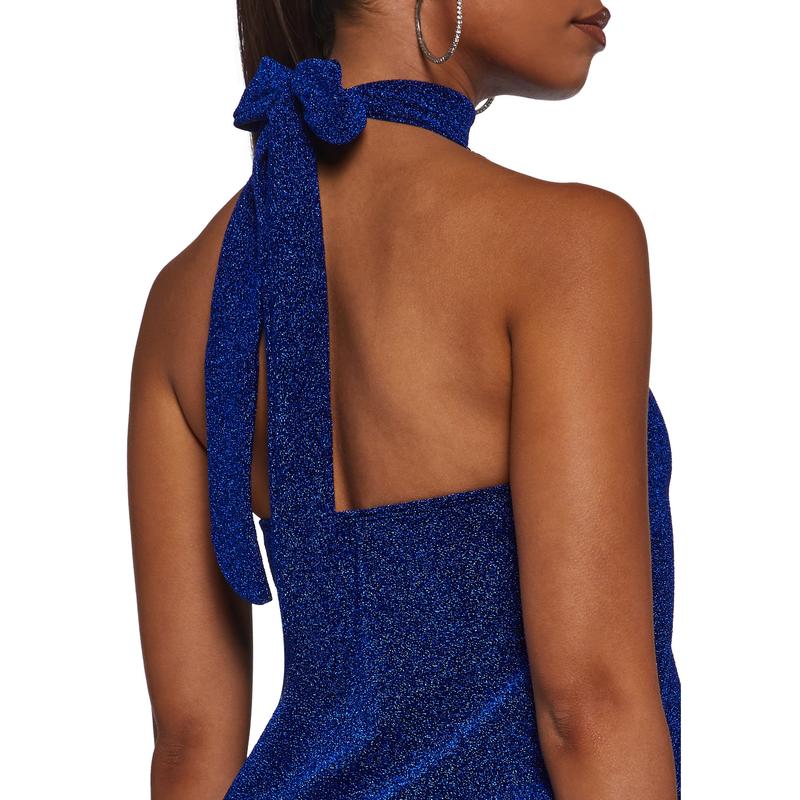 Club Moves Halter Dress - Blue Glitter