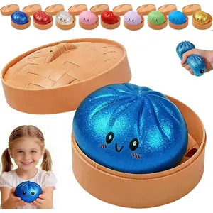 YIFANYUN Dumpling Squishies Toys,Giant Glitter Dumpling Box,Colorful Sensory Stress Relief Ball,Soft Squeeze Decompression Dough Gift for Adults,Easter Basket Stuffers