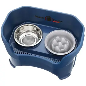 Neater Feeder Deluxe MESS-PROOF Feeder with Niner Slow Feed Bowl for Large Dogs - 2 Cup Food/9 Cup Water, Elevated Design, BPA-Free, Non-Toxic ABS Plastic, Made in USA